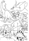 Coloring pages Dinosaurs in landscape