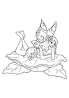 Coloring pages Fairy on leaf