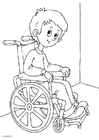 Coloring pages in a wheelchair