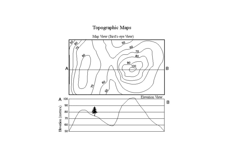 Coloring page topographic map