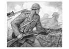 Coloring pages WWI scene