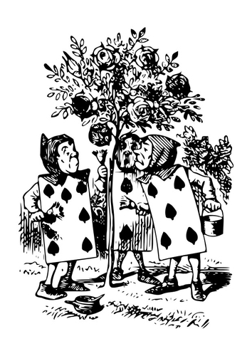 Coloring page Alice in Wonderland - living playing cards