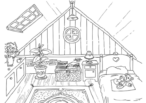 Coloring page attic
