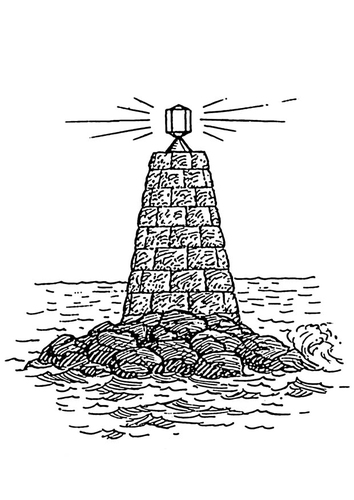 Coloring page beacon at sea