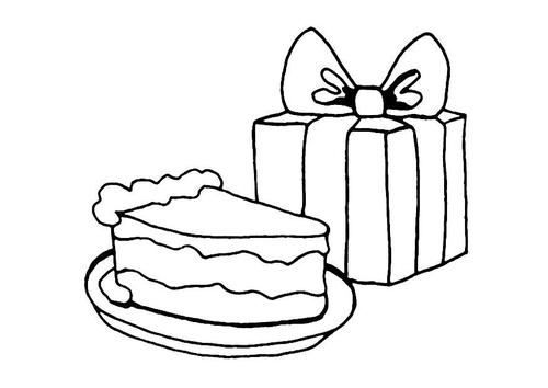 birthday cake and present