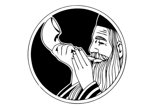 blowing on shofar