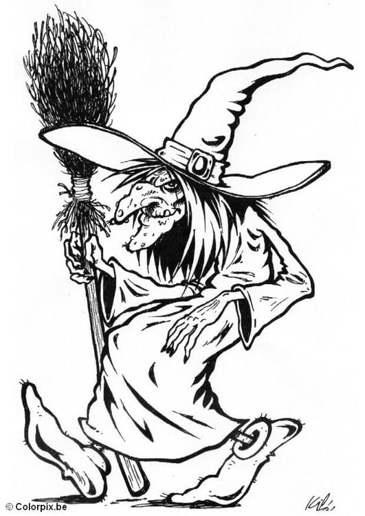 Coloring page 02 halloween witch