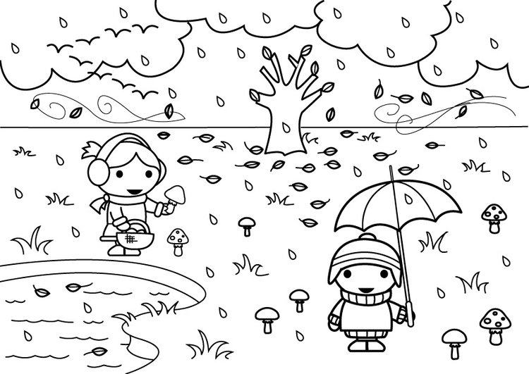 Coloring page 2b autumn