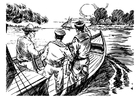 Coloring pages 3 men in a boat