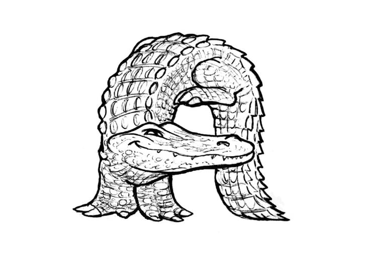 Coloring page a-alligator