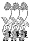 Coloring pages Asia - yellow chrysanthemum carriers