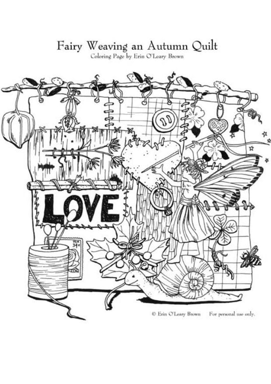 Coloring page autumn fairy
