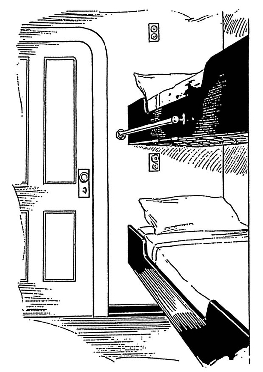 Coloring page bed - cabin in ship