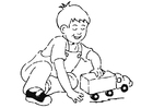 Coloring pages boy with toy car