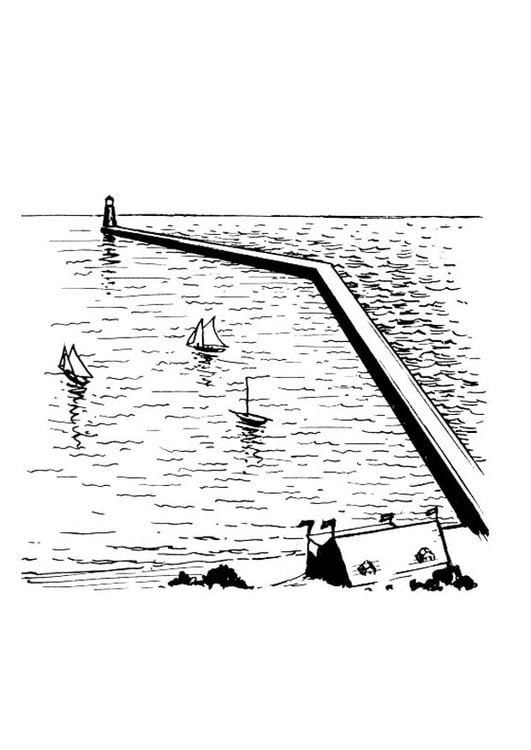 Coloring page breakwater