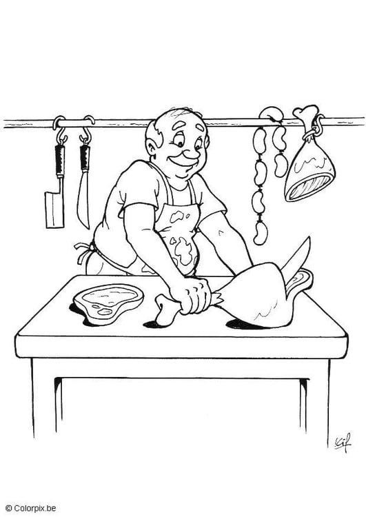 Coloring page butcher
