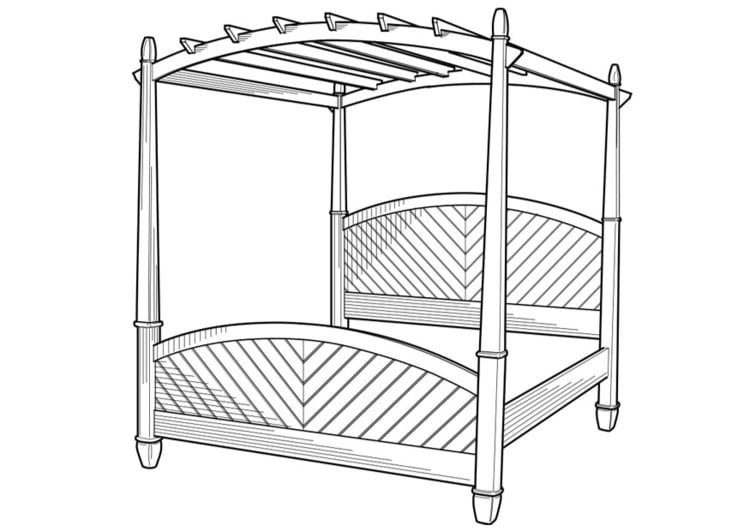 Coloring page canopy bed