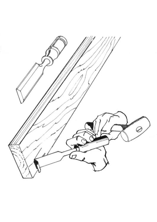 carpenter with chisel