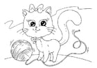 Coloring pages cat and wool