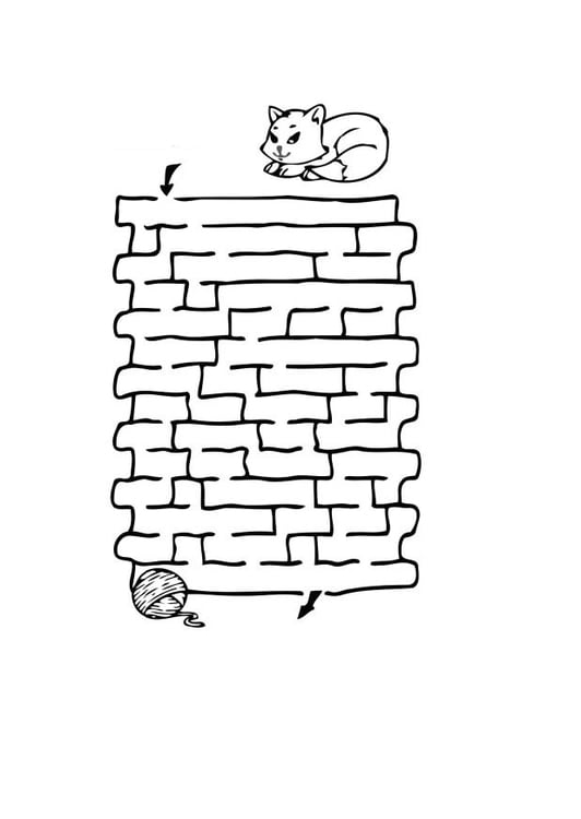 Coloring page cat maze