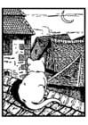 Coloring pages cat on the roof