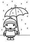 Coloring pages child with umbrella