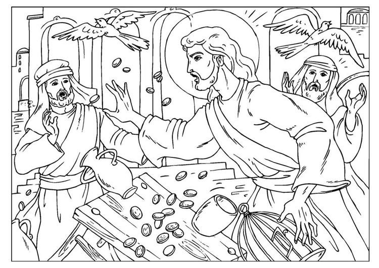 Coloring page cleansing the temple