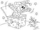 Coloring pages clown in box