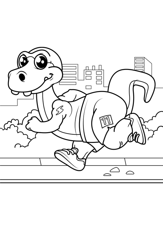 Coloring page dinosaur goes jogging