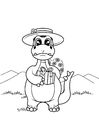 Coloring pages dinosaur with gift