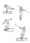 Coloring pages discus and javelin