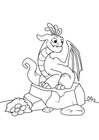 Coloring pages dragon on stone