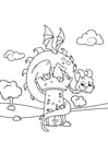 Coloring pages dragon on tower