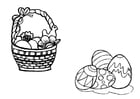 Coloring pages Easter basket and Easter eggs