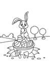Coloring pages Easter bunny on Easter basket