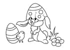 Coloring pages Easter bunny with chick