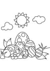 Coloring pages Easter eggs under the sun