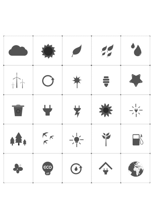 Coloring page ecological icons