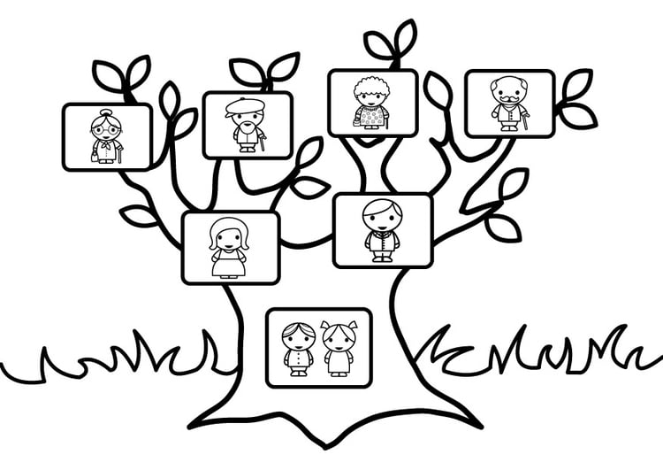 Coloring page family tree