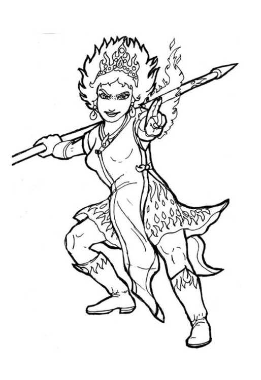 Coloring page fire queen