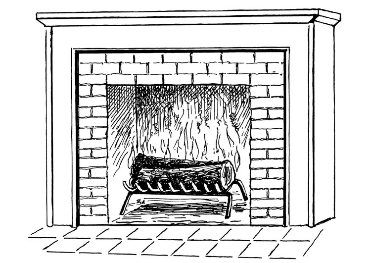 Coloring page fireplace