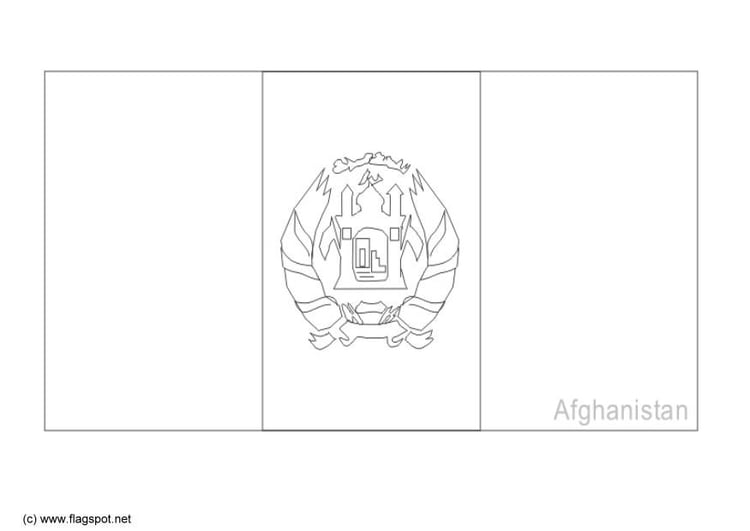 Coloring page flag Afghanistan