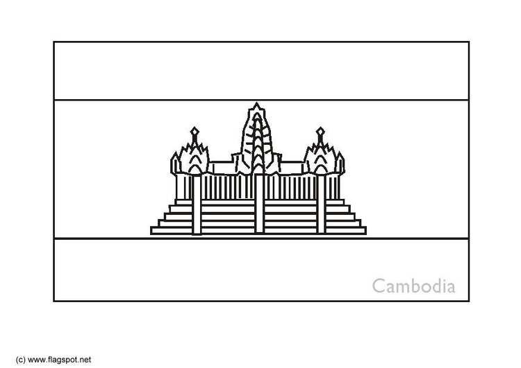 Coloring page flag Cambodia