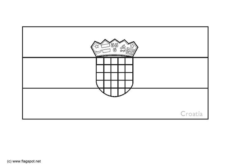 Coloring page flag Croatia
