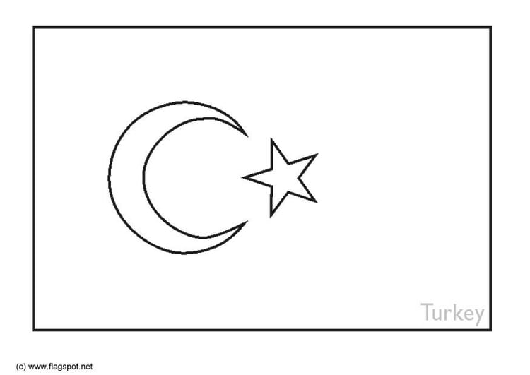 Coloring page flag Turkey