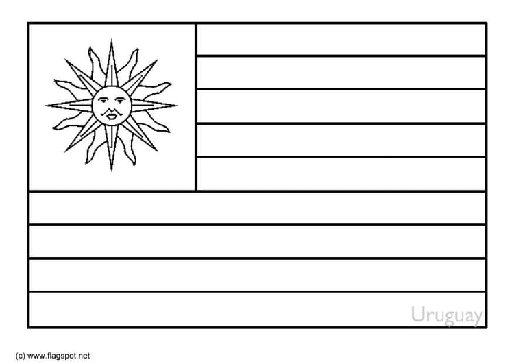 Coloring page flag Uruguay