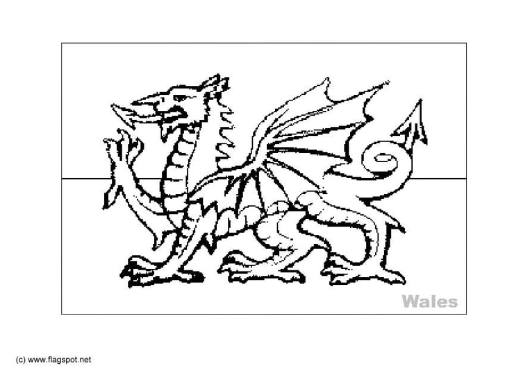 Coloring page flag Wales