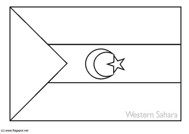 Coloring page flag Western Sahara