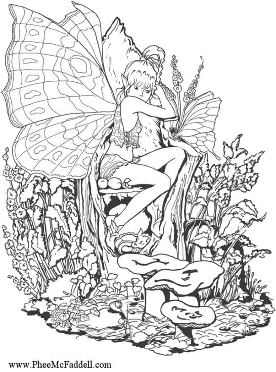 Coloring page forest fairy