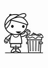 Coloring pages garbage in the garbage can